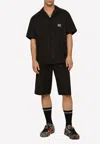 Dolce & Gabbana Cotton Jogging Shorts With Logo Tag In Black