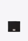 Dolce & Gabbana Black Textured Calf Leather Bi-fold Wallet In Black