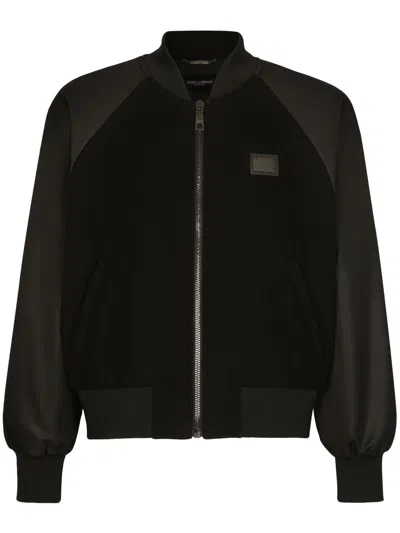 Dolce & Gabbana Bomberjacke Mit Logo-schild In Black