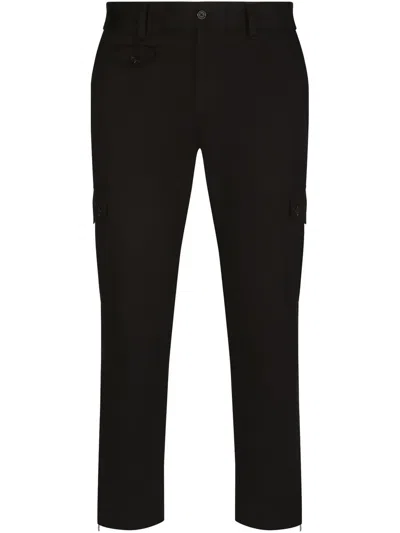Dolce & Gabbana Cotton Cargo Pants With Branded Tag In Black
