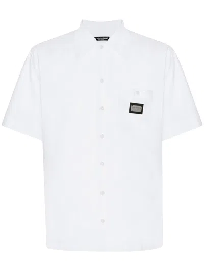Dolce & Gabbana Logo-plaque Short-sleeved Shirt In White
