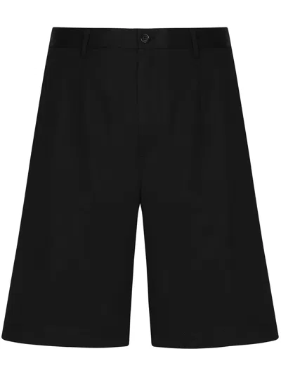 Dolce & Gabbana Logo-tag Cotton Shorts In Black