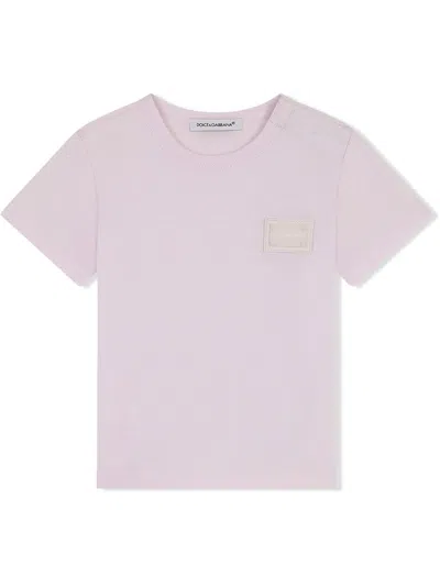 Dolce & Gabbana Babies' Logo-tag Cotton T-shirt In Grey