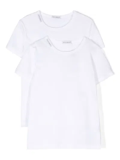 Dolce & Gabbana Kids' Logo Tag Cotton T-shirt (pack Of Two) In White