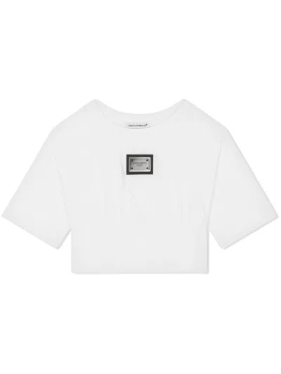 Dolce & Gabbana Kids' Logo-plaque Short-sleeved T-shirt In White