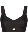 Dolce & Gabbana Cotton Denim Corset Bralette Top In Black