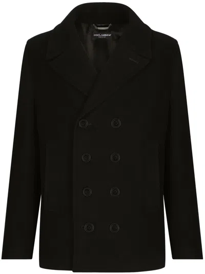 Dolce & Gabbana Notched-collar Double-breasted Coat In Black