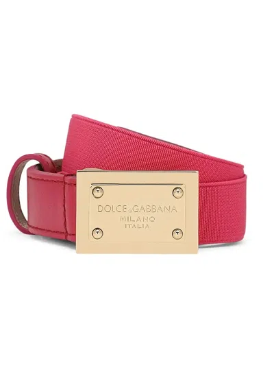 Dolce & Gabbana Kids' Logo-tag Elasticated Belt In Red