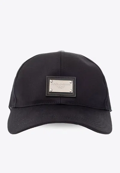 Dolce & Gabbana Logo Tag Embellished Baseball Cap In Black
