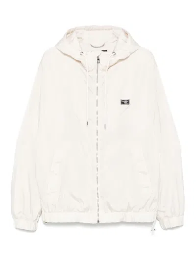 Dolce & Gabbana Logo-tag Hooded Jacket In Neutrals