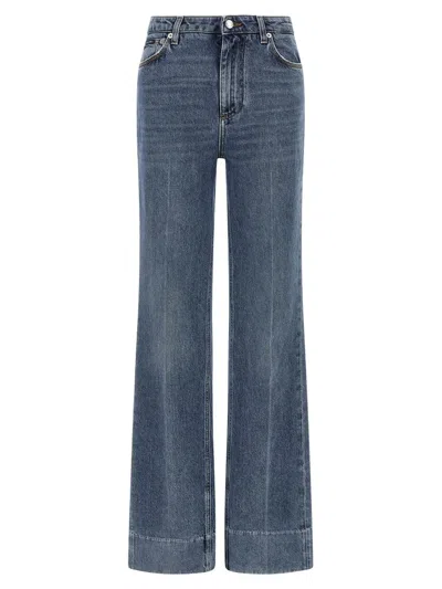 Dolce & Gabbana Tag Logo Wide-leg Jeans In Brown