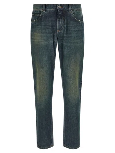 Dolce & Gabbana Logo Tag Jeans In Blue