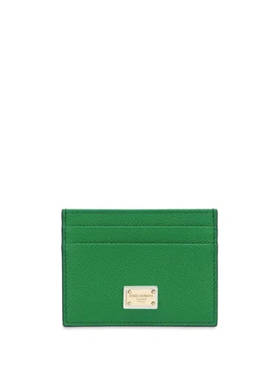 Dolce & Gabbana Logo-tag Leather Card Holder In Green