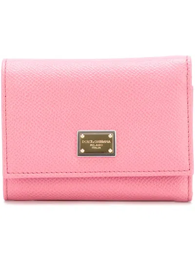 Dolce & Gabbana Logo-tag Leather Wallet In Pink
