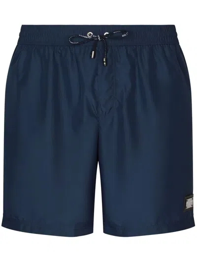 DOLCE & GABBANA LOGO-TAG LONG-LEG SWIM SHORTS