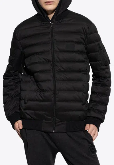 Dolce & Gabbana Logo Tag Padded Bomber Jacket In Black