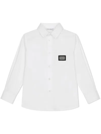 Dolce & Gabbana Kids' Hemd Mit Logo-schild In White
