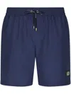 Dolce & Gabbana Medium Beach Boxer Made Of Lightweight Nylon With Metal Logo Plaque In Blue
