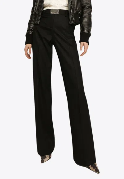 Dolce & Gabbana Logo Tag Tailored Pants In Black
