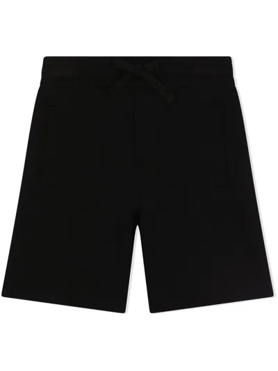 Dolce & Gabbana Kids' Jersey Jogging Shorts With Heraldic Patch In Black