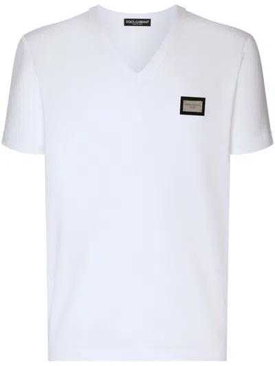 Dolce & Gabbana Logo Plaque-detail T-shirt In White