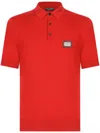 Dolce & Gabbana Polo Piquet Di Cotone Con Placca Logata In Red