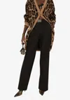 Dolce & Gabbana Woolen Palazzo Pants With Turn-ups In Black