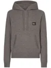 Dolce & Gabbana Cotton Sweatshirt With Iconic Metal Logo Plate In Grey