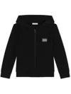 Dolce & Gabbana Kapuzenjacke Mit Logo-schild In Black