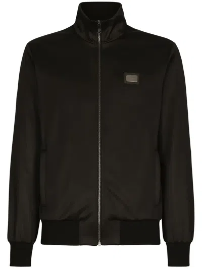 DOLCE & GABBANA LOGO-TAG ZIP-UP SWEATSHIRT