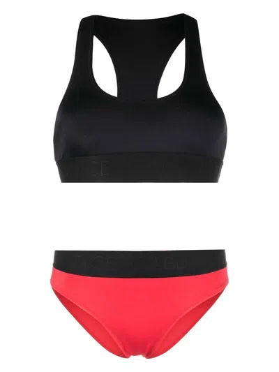 Dolce & Gabbana Logo-tape Two-tone Bikini In Schwarz