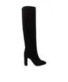 Dolce & Gabbana Logo Thigh-high Boots In Black