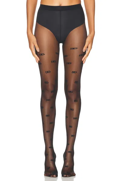 Dolce & Gabbana Logo Tights In Black