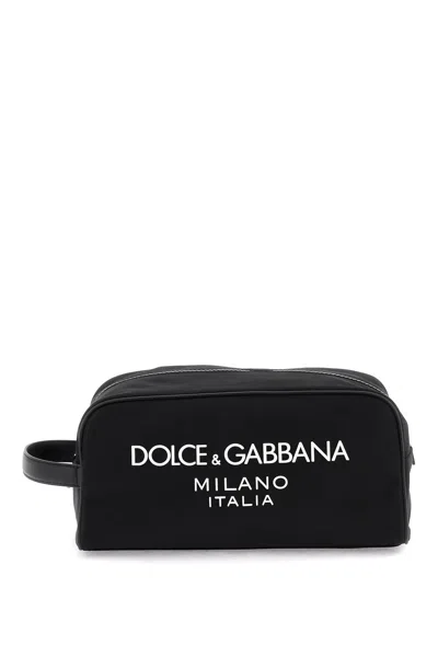 Dolce & Gabbana Nylon Necessaire In Nero/nero