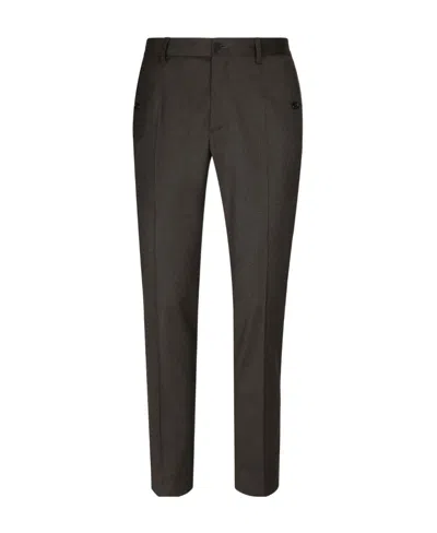 Dolce & Gabbana Logo-trim Tailored Trousers In Black