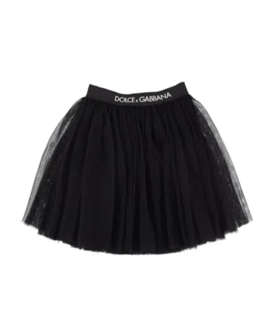 Dolce & Gabbana Logo Tulle Mini Skirt In Multi