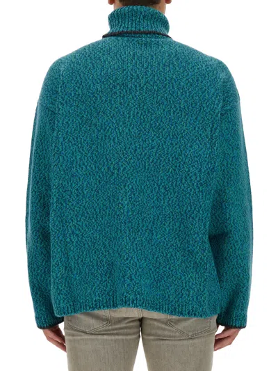 Dolce & Gabbana Intarsia Knit Dg Logo High-neck Sweater In Green