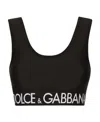 Dolce & Gabbana Black Sports Bra With Branded Band In Stretch Tech Fabric Woman In Black