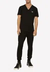 Dolce & Gabbana Logo V-neck T-shirt In Black