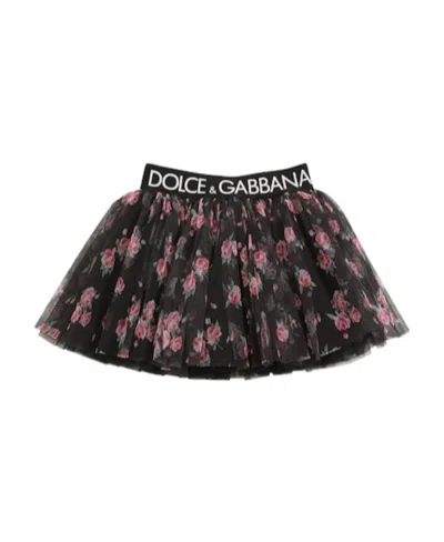 Dolce & Gabbana Logo Waist Skirt In Black