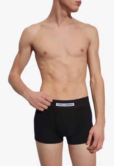 Dolce & Gabbana Logo-waistband Cotton Briefs In Black