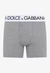 Dolce & Gabbana Long-leg Two-way Stretch Cotton Boxers In Gray