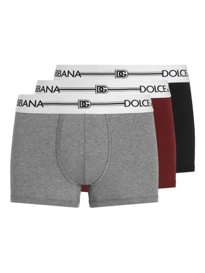 Dolce & Gabbana Logo-waistband Boxers (pack Of Three) In Gray