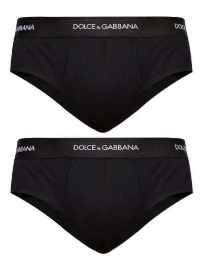 Dolce & Gabbana Logo-waistband Briefs In Black