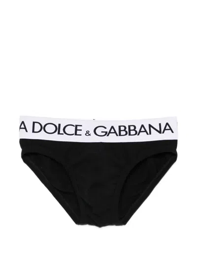 Dolce & Gabbana Black Cotton Briefs With Logo Dolce E Gabbana