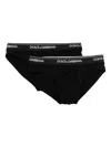 Dolce & Gabbana Set Of Two Cotton Briefs With Logoed Elastic Band In Black