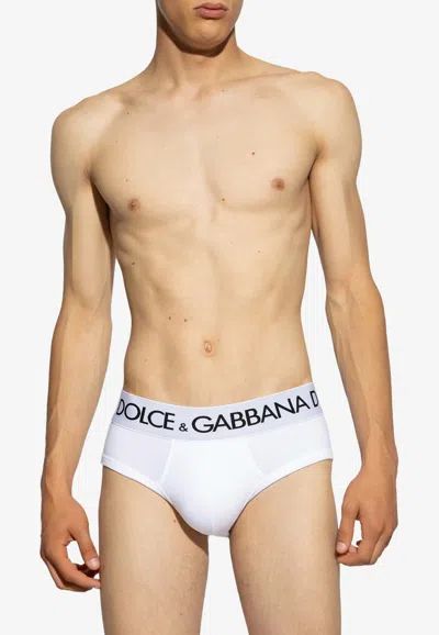Dolce & Gabbana Logo Waistband Briefs - Set Of 2 In White