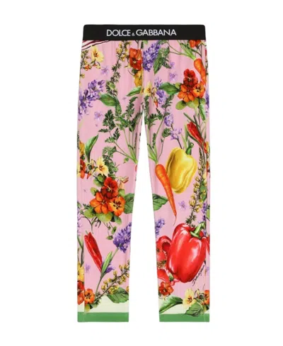 Dolce & Gabbana Logo-waistband Cotton-blend Trousers In Pink