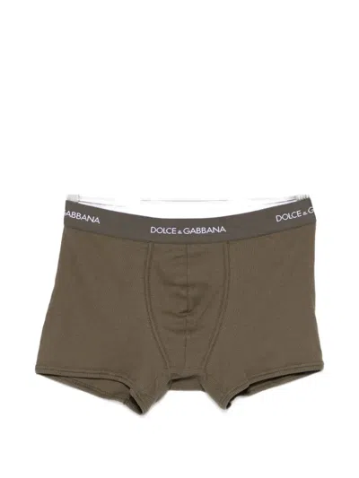 Dolce & Gabbana Logo-waistband Cotton Boxers In Green