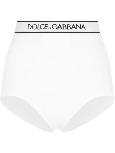 Dolce & Gabbana Logo-waistband High-waisted Briefs In White